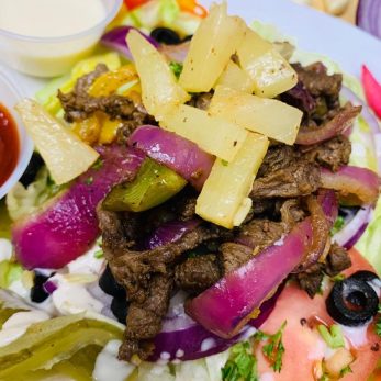 Salad with pineapple beef